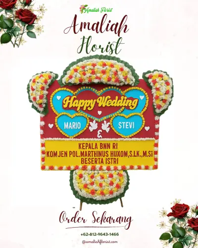 Karangan Papan Bunga Pernikahan di Guntung